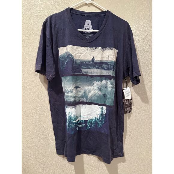 NWT Disney Parks Star Wars Lands V-neck blue Tee L - Picture 1 of 4